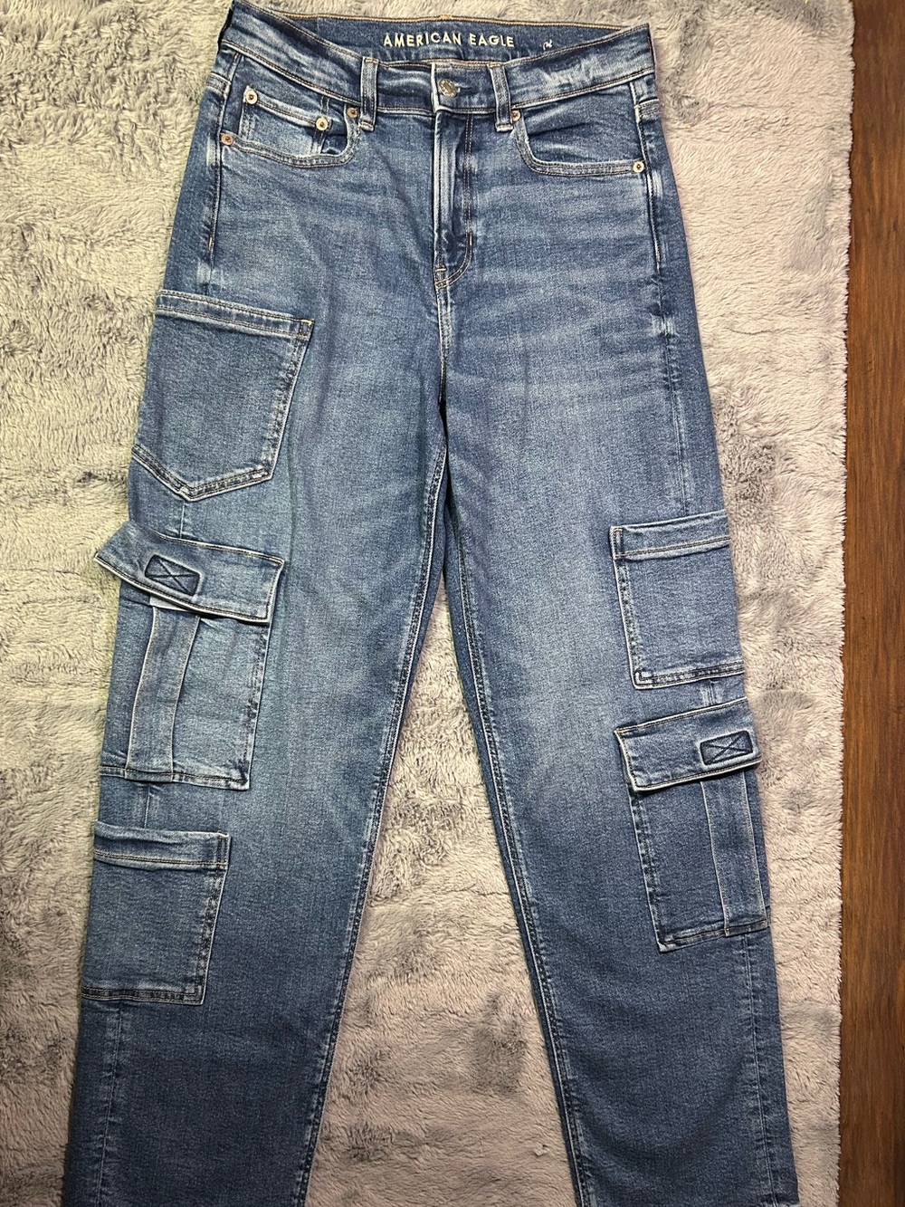 AE American Eagle Super High-Rise Baggy Straight Jeans Sz 4